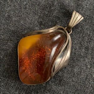 Baltic Amber silver pendant -artisan one of a kind